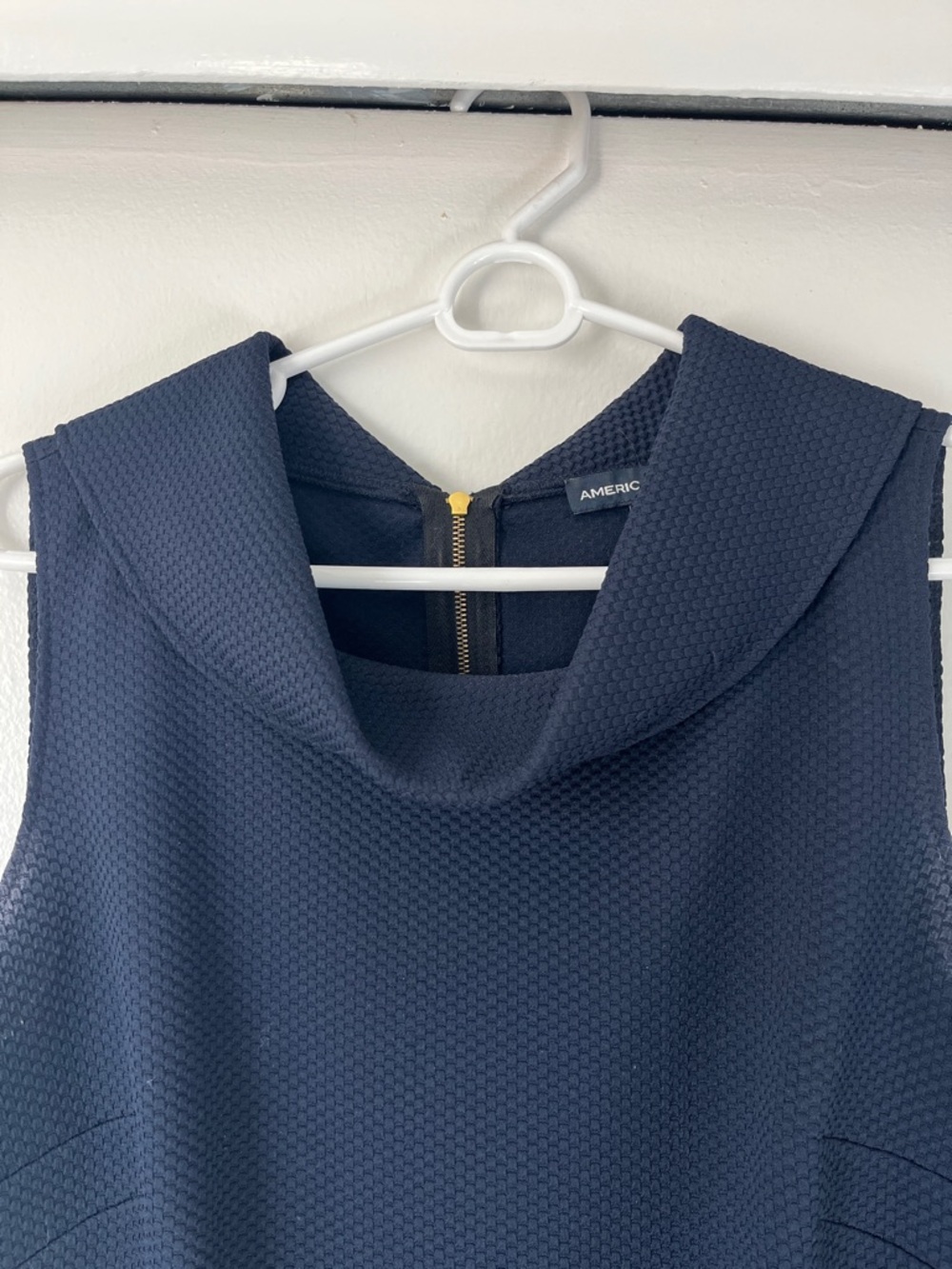 Sleeveless Navy Textured Shift Dress - Picture 2 of 5